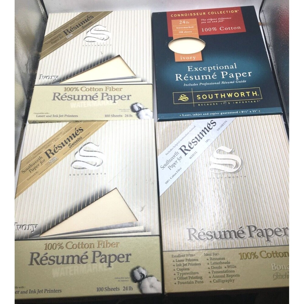 Southworth Lot of 4 Resume Paper Ivory, Off White, 100% Cotton Fiber 24 Lb READ